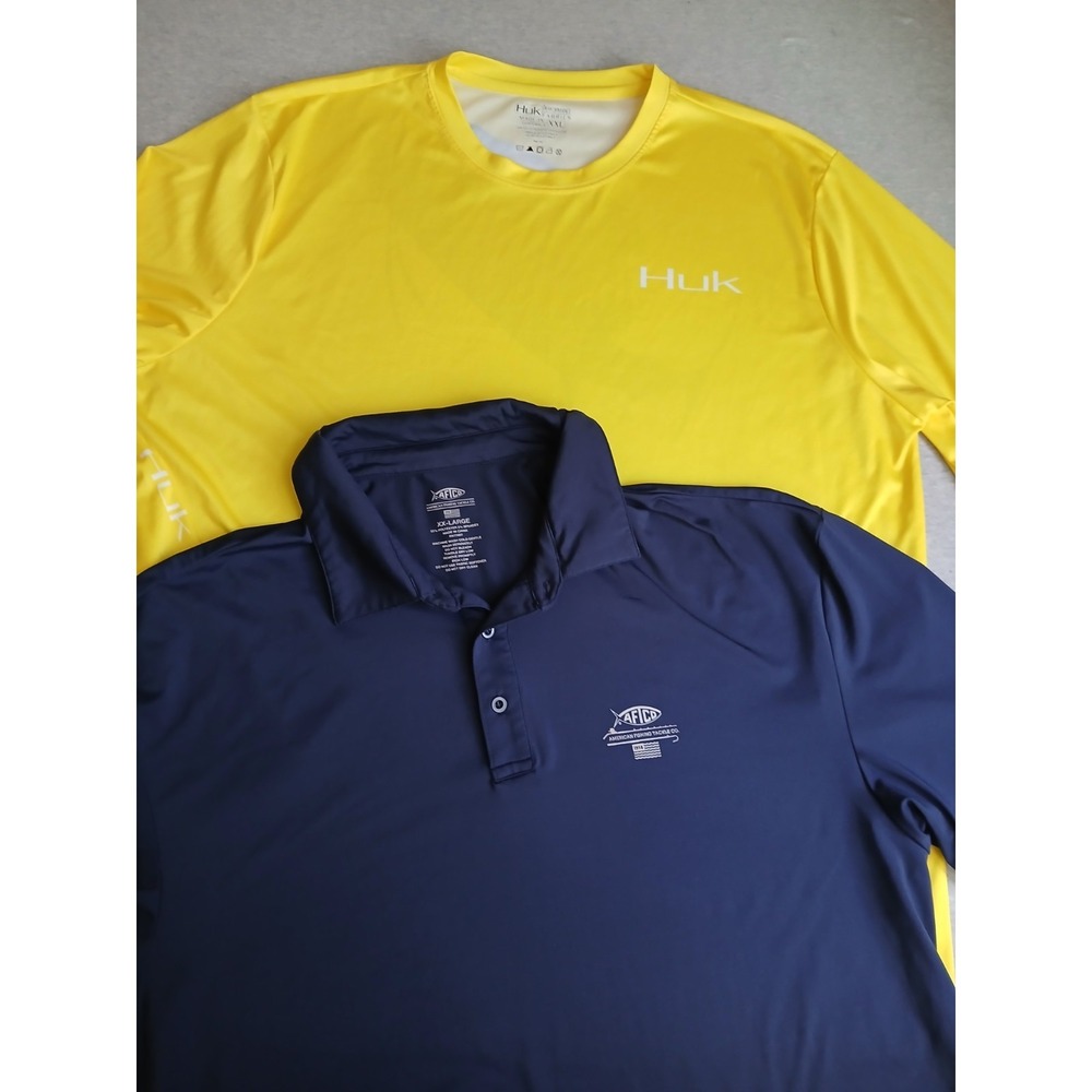 Huk Aftco Shirt 2x Lot Of Two Fishing Outdoor UPF Protection Wicking Stretch